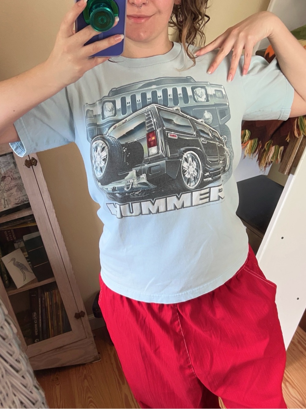 Vintage Y2K Hummer Graphic Baby Tee Shirt Blue Streetwear soft grunge Skater